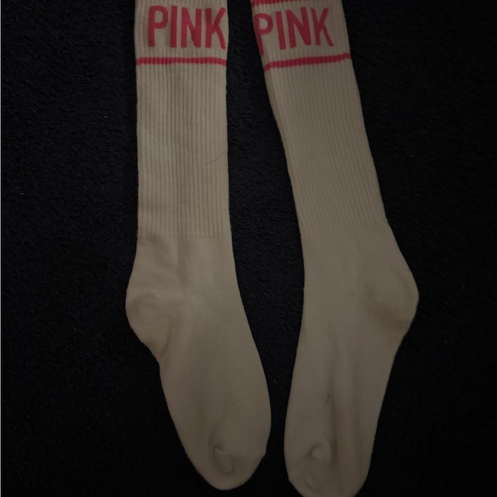 PINK Victoria's Secret Cream Socks with Pink Logo